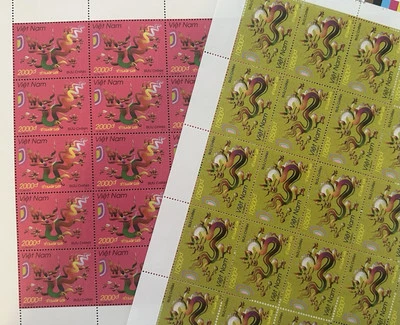 Vietnam 2011 Año Dragón Estampillas Tet Año Nuevo Lunar Zodiaco Como Nuevo Hoja Completa Foto 1 de 3