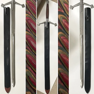 Scottish Claymore 50" Fantasy Stainless Steel Cocobolo/Rainbow Wood Handle Sword - Image 1 of 4
