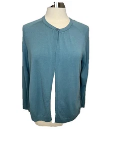 Lafayette 148 Cardigan Turquoise Open Front Mesh Back Stretch Size Large - Picture 1 of 8