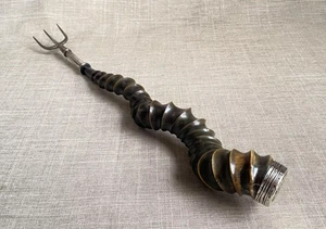 Antike seltene um 1870 Victoria Silber & Antilope Horn montiert Griff Bratgabel - Bild 1 von 14