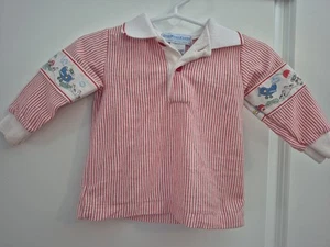 Vintage OshKosh BGosh Red Striped Long Sleeve Shirt Toddler 12M made In USA - Picture 1 of 5