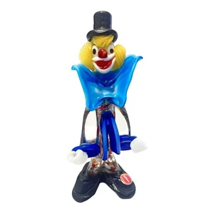 Murano Glass Clown Figurine 7.5" Blown Art Bow Tie Fratelli Pitau Sculpture Tag! - Picture 1 of 7