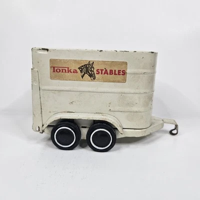 Remolque para caballos Tonka Stables vintage años 1978-80, blanco, acero prensado Foto 1 de 4