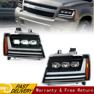 Projector LED Headlight For 2007-2014 Chevy Avalanche Tahoe Suburban Plug & Play - Imagem 1 de 4