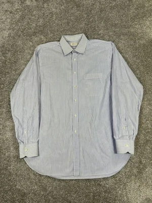 Brioni Dress Shirt Mens 16.5 Blue White Cotton Button Up * - Image 1 of 4
