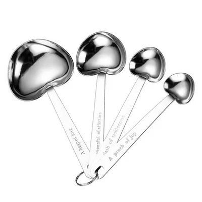 4Pieces Heart Shape Coffee Bean Measuring Spoons Gift Set For Wedding Guests - Image 1 of 4