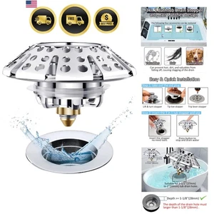 Badezimmer Badewanne Abfluss Stopper Haarfänger Pop Up Abfluss Abdeckung Silber 2 35 Zoll - Bild 1 von 9