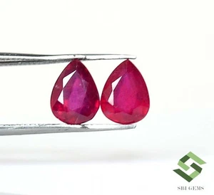 8x6 mm Natural Ruby Pear Cut Pair 4.00 CTS Mozambique Loose Gemstones GF - Picture 1 of 9