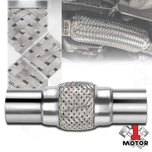 Universal 8" Double Braid Stainless Steel Flex 2" 16-Gauge Exhaust Flex Pipe - Picture 1 of 7