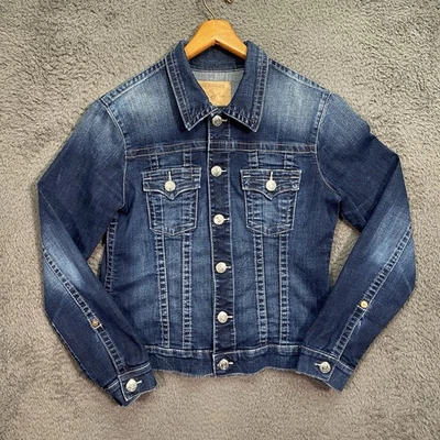Chaqueta de camionero de mezclilla True Religion para mujer azul L botón delantero herradura occidental Foto 1 de 4
