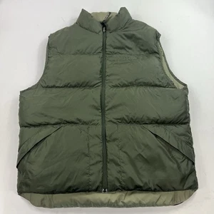 Chaleco acolchado reversible de plumón de ganso LL Bean talla grande verde tostado al aire libre - Imagen 1 de 10