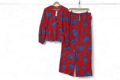 Conjunto Arenque Rojo Reino Unido 16 Pantalones Top Rojo Floral Cordelia Nuevo Con Etiquetas Preciado Foto 1 de 4