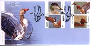 2022 Ducks/Geese,Wood/Ferruginous duck,Canada goose,comm.eider,Romania,M8056,FDC - Picture 1 of 1