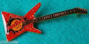 KUALA LUMPUR RED & BLACK EXPLORER GOLD MARKINGS ENAMEL GUITAR Hard Rock Cafe PIN - Picture 1 of 1