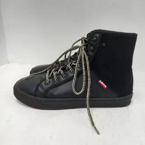 Levis High Top Trainers Womens UK 6.5 Black Faux Leather RMF03-RP - Picture 1 of 6