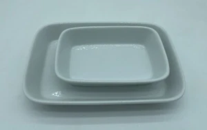 Set of 2 Crate & Barrel White Porcelain Rectangle Baking Casserole Serving Dish - Picture 1 of 7