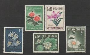 1965 South Vietnam Stamp Flowers: Ixora, Orchid, Plum blossom Sc # 261 - 265 MNH - Picture 1 of 1