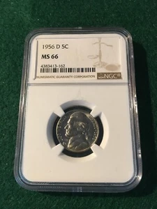 1956-D JEFFERSON NICKEL 5c NGC MS 66 - Picture 1 of 5