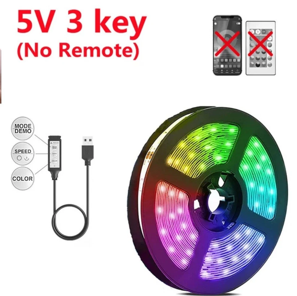 5V 30M USB LED лента света ТВ подсветки 5050 RGB изменение цвета с 3 клавиши  - Изображение 1 из 4