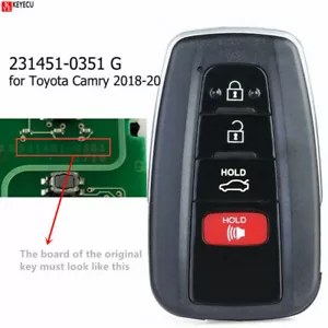 PARA TOYOTA CAMRY 2018 2019-2022 MANDO A DISTANCIA LLAVE INTELIGENTE PROX FOB HYQ14FBC 89904-06220 - Imagen 1 de 3