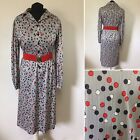 Vintage 1990S Dress Size 14 Red White And Blue Spots Circle Pattern Wear To Work