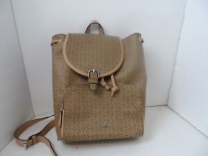 Guess Logo Women's Backpack Purse Tan/Beige/Brown Faux Leather - 12 x 12 x 5