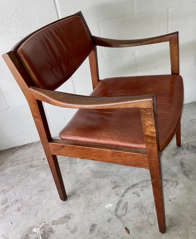 MCM Walnut and Leather Armchair by W.H. Gunlocke Chair Co. PICK UP Tampa Florida Cover