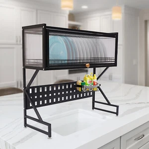 Kitchen Storage Shelf Drainer Rack Cutlery Over Sink Drying Dish Rack W/ Basket - Picture 1 of 10