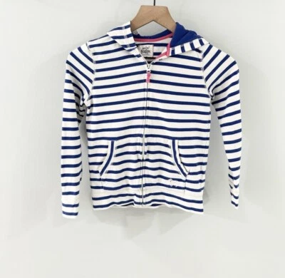 Sudadera con Capucha Mini Boden Rayas Cremallera Frontal Azul y Blanco Talla 7-8Y Foto 1 de 4