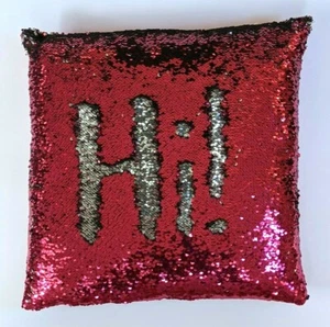 Large Mermaid Flip Sequin Throw Pillow Red & Silver Sequins 17" x 17" - Picture 1 of 3
