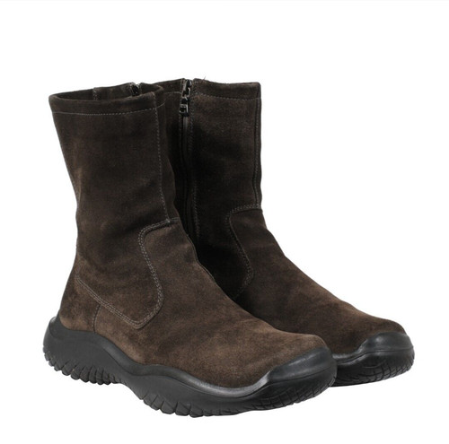 Stivali da motociclista Prada uomo AW99 vintage US 8 5 UK 7 5 marrone scamosciato punta quadrata Vibram