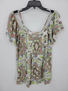 Top En Creme Anthropologie Mujer Mediano Floral Hombro Frío Boho Campesino Artístico - Imagen 1 de 10