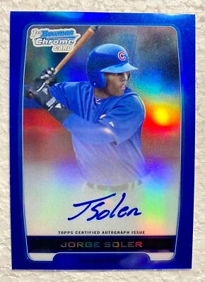 Bowman Chrome 1st Bowman 2012 refractor azul radiocontrol automático Jorge Soler/150 Foto 1 de 2