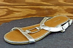 Nine West Size 6.5 M Silver Gladiator Synthetic Women Sandal Shoes - Picture 1 of 8