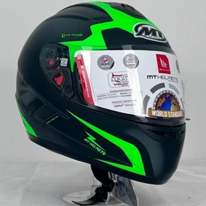 MT Thunder Squad Matt Black Flou Green Full Face XS Helmet Ex-display - Picture 1 of 5