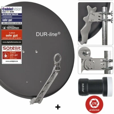 Sat-Anlage 1 Teilnehmer - DUR-line Satellitenschüssel 80cm Alu anthrazit + LNB - Bild 1 von 4