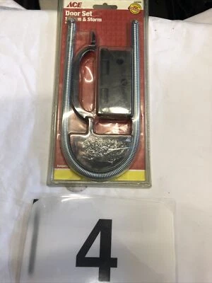 Screen Storm Door Set Kit Hinges Pull Spring Eye Hook Black - Image 1 of 3