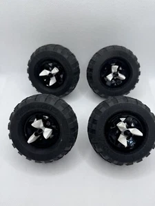 (4) LEGO 81.6 X 38R Technic Balloon Wheel Tire Rims Set-Ninjago 2506 Skull Truck - Picture 1 of 4