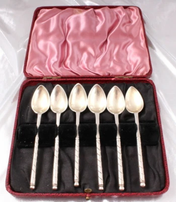 Антикварная 1858 год, русская Одесса, 875 Серебряный лот 6 кофе mocca thea ложка - Изображение 1 из 4