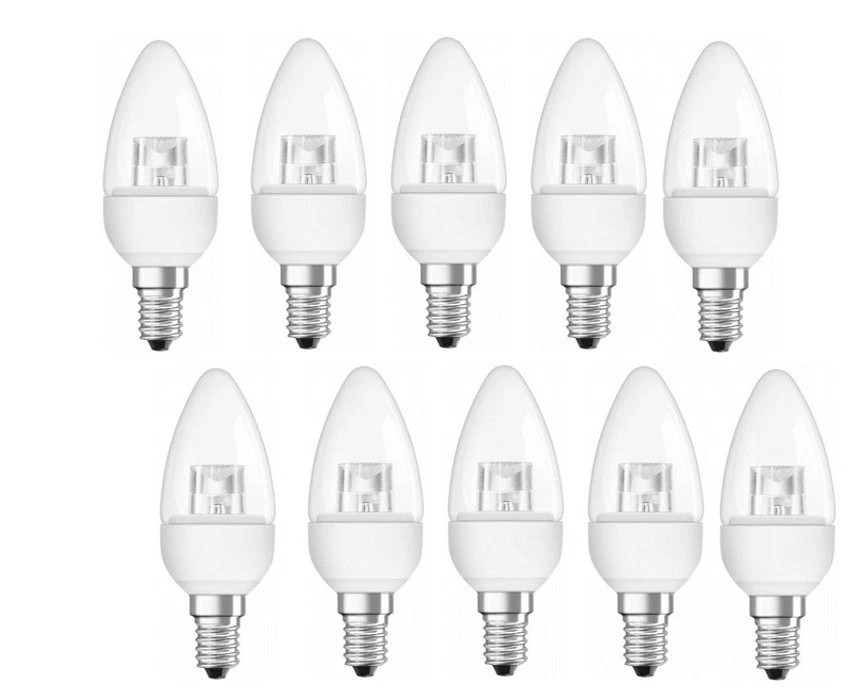 10x OSRAM LED Kerze E14 4W=25W klar warmweiß EEK: F (Spektrum A bis G)  - Bild 1 von 3