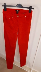H&M bright red stretch denim skinny jeans trousers 6/8 women - Picture 1 of 2