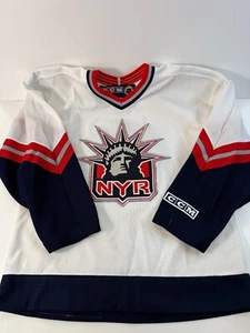 Boy's Vintage CCM New York Rangers Lady Liberty White Jersey Sz Youth L/XL - Picture 1 of 8