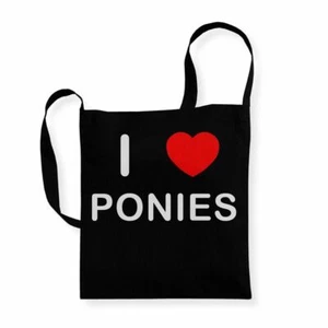 Ponys I Love wiederverwendbare Baumwolltasche mit langem Henkel - Bild 1 von 8