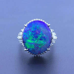 Australian Boulder Opal Diamond Platinum Ring - Picture 1 of 6