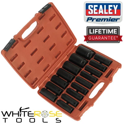 Sealey Impact Socket Set Metric 10-32mm in Case 16 Piece 1/2" Drive Deep Premier - Image 1 of 4