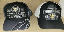 Lot of 2 NHL Pittsburgh Penguins Stanley Cup Hats Caps 2016 & 2017