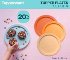 TUPPERWARE TUPPERKIDS 4 X ROUND PLASTIC PLATES IN NEW COLOURS. BNIP RRP $36. 