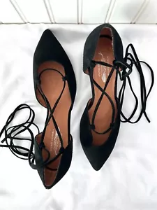 Free People Size 9 Jeffery Campbell Suede Kitten Heel Black Lace Up Women Forma - Picture 1 of 6