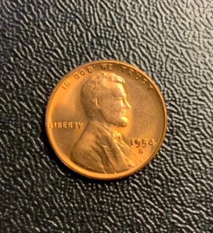 1954-S Lincoln Cent Struck Thru Grease Error plus Filled 9-RED UNCIRCULATED Cover