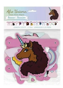 Afro Einhorn einzigartig göttlich magisch Happy Birthday Banner 5,75 Fuß (1,75 m) - Bild 1 von 1